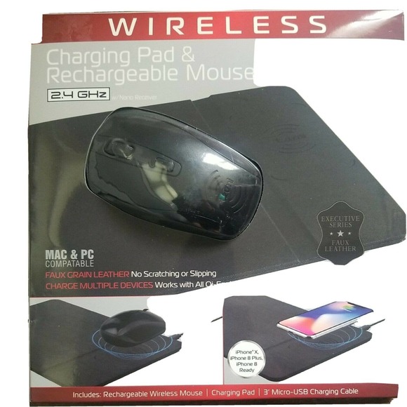 Wireless Charging Pad & Rechargeable Mouse 2.4 GHz, 2018, BRAND NEW - Picture 2 of 5